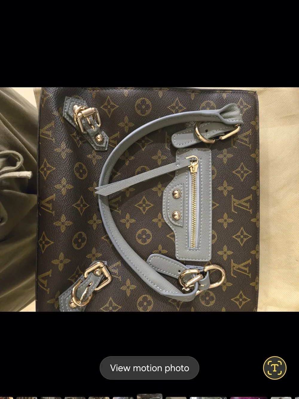 Louis Vuitton STYLE Monogram Canvas Tote with Gray Trim With Matching Wallet